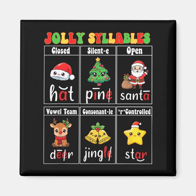 Aimant Christmas Jolly Syllables Teacher Students Funny S (Devant)