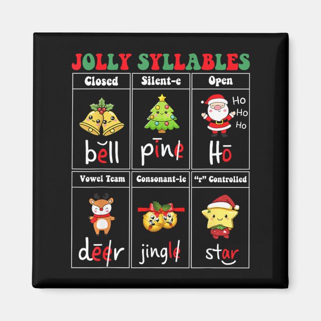 Aimant Christmas Jolly Syllables Teacher Students Funny S (Devant)