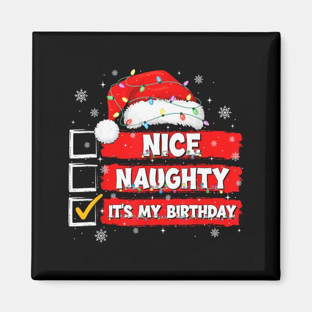 Aimant Christmas List Santa Claus Nice Naughty It's My Bi (Devant)