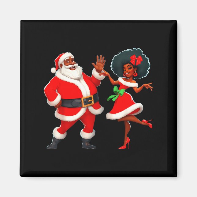 Aimant Christmas Mr Santa Mrs Claus Dancing African Ameri (Devant)