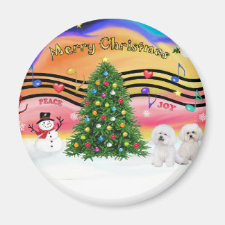 Aimant Christmas Music 2 - Bichon Frise (deux)
