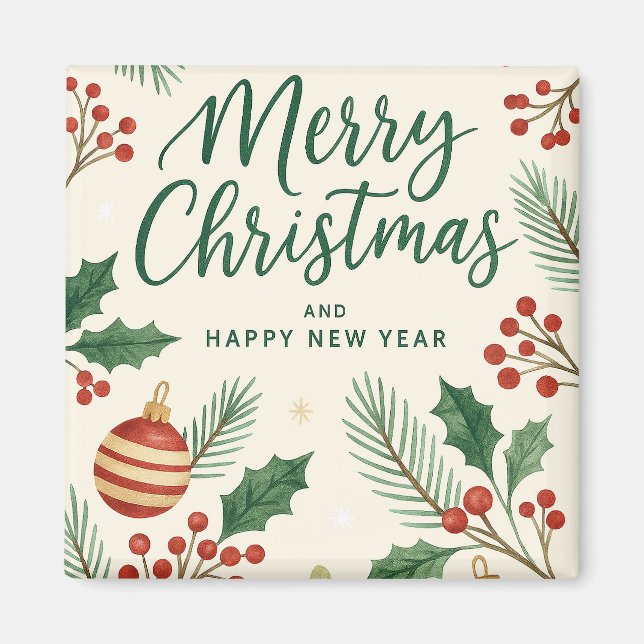 Aimant Christmas & New Year Holiday Card (Devant)