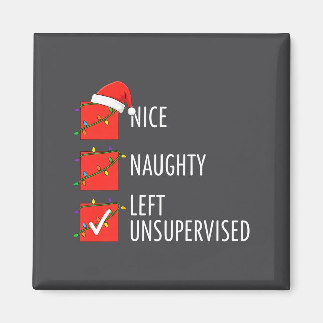 Aimant Christmas Nice Naughty Left Unsupervised Naughty O (Devant)