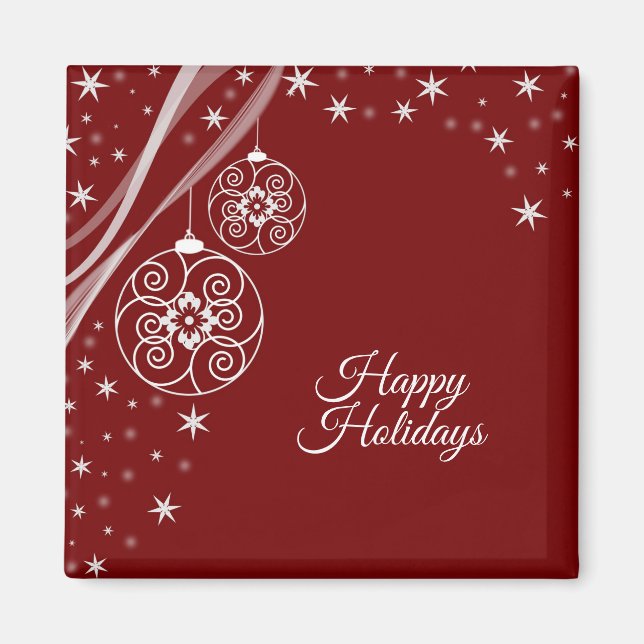 Aimant Christmas Party White Ornaments Stars Red Elegant (Devant)