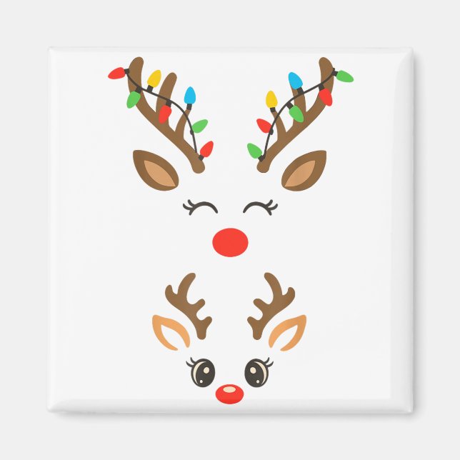 Aimant Christmas Pregnancy Reindeer Xmas Lights New Mom T (Devant)