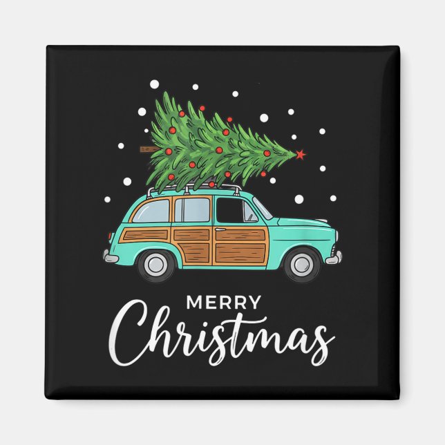 Aimant Christmas Retro Car With Christmas Tree - Merry Me (Devant)