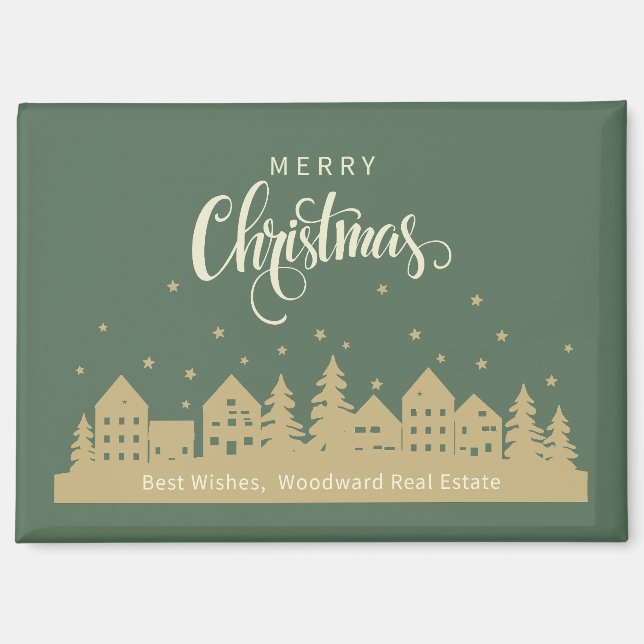 Aimant Christmas Retro Houses | Real Estate Personalized  (Recto)