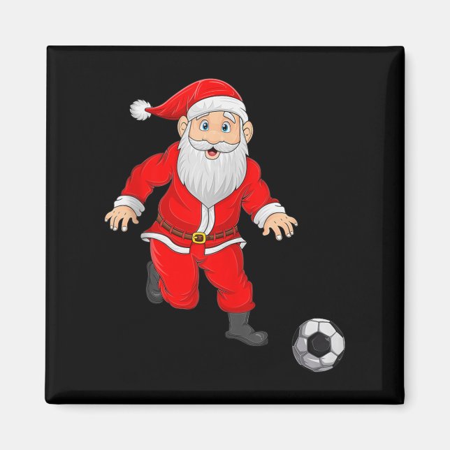 Aimant Christmas Santa Playing Soccer Football Xmas Srts  (Devant)