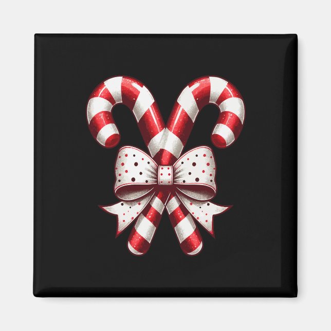 Aimant Christmas Season Cute Candy Cane Retro Coquette Bo (Devant)