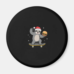 Aimant CHRISTMAS SLOTH Funny Christmas Skateboard Sloth (