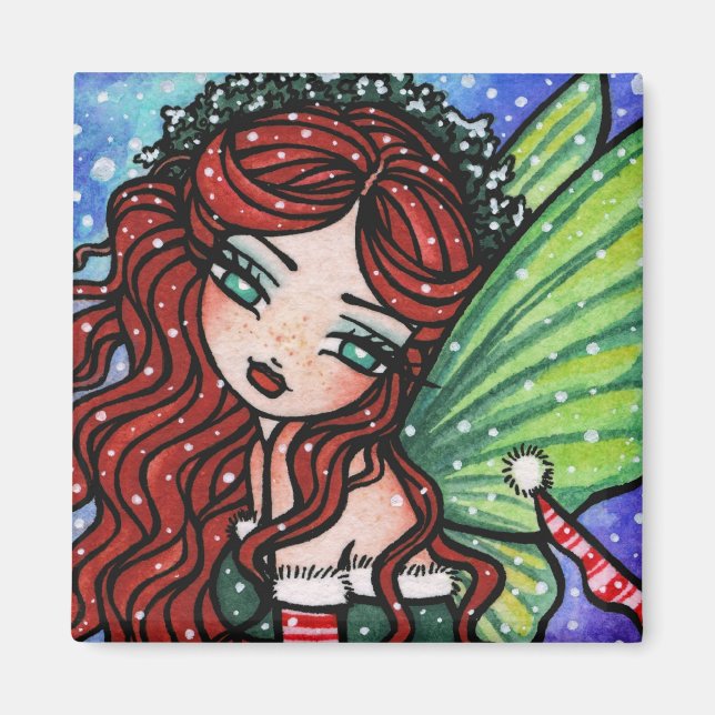 Aimant Christmas Snow Irish Fae Fairy Art de Hannah Lynn (Devant)