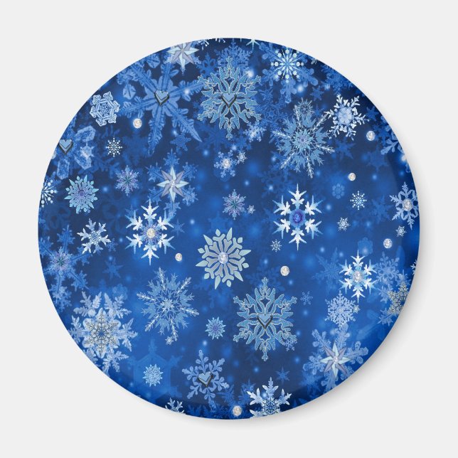 Aimant Christmas Snowflakes Blue and Silver (Devant)