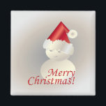 Aimant Christmas Snowman<br><div class="desc">Snowman en or blanc avec casquette Père Noël</div>