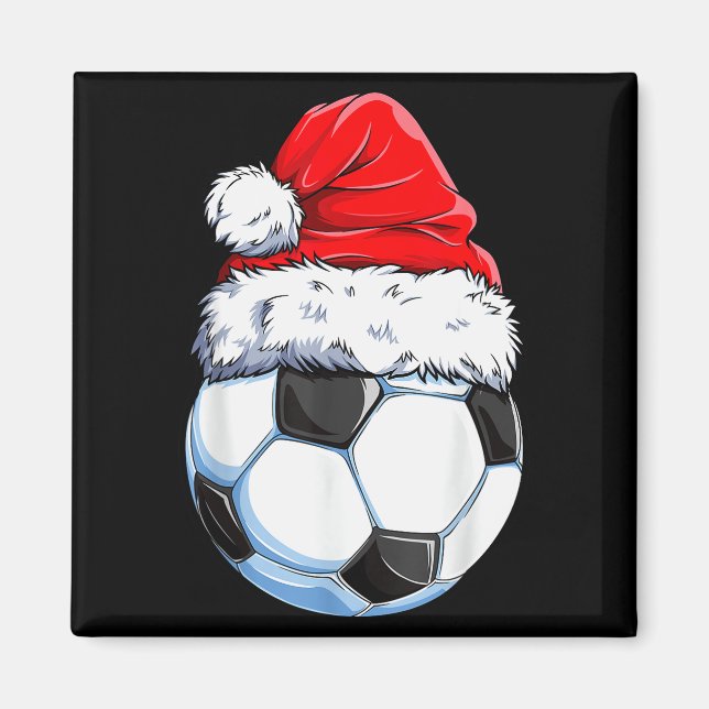 Aimant Christmas Soccer Ball Santa Hat Funny Srts Xmas Bo (Devant)