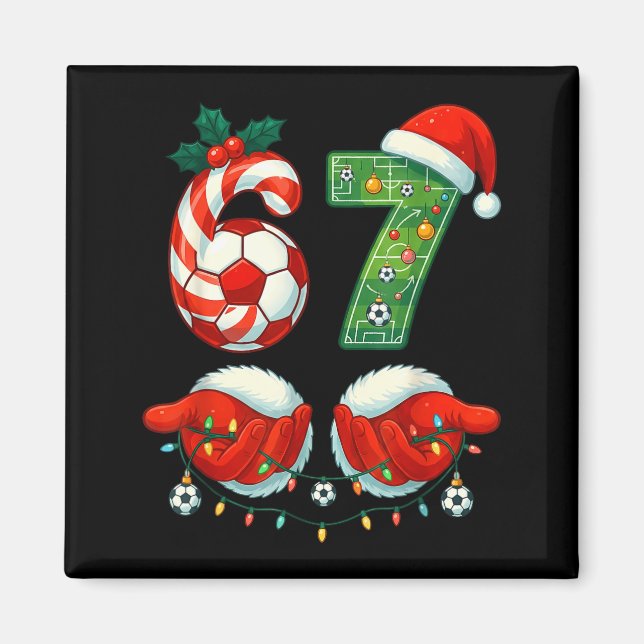 Aimant Christmas Soccer Drip Number 67 Boys Soccer Player (Devant)