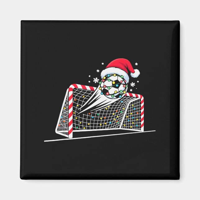 Aimant Christmas Soccer Goal Ball Lights Santa Xmas Kids  (Devant)