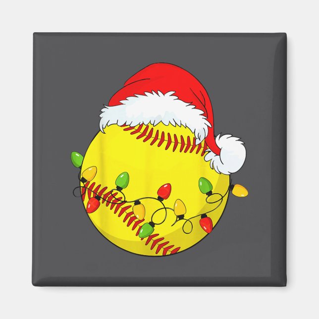 Aimant Christmas Softball Xmas Santa Srts Hat Mens Womens (Devant)