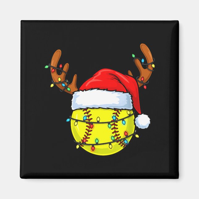 Aimant Christmas Softball Xmas Santa Srts Hat Mens Womens (Devant)