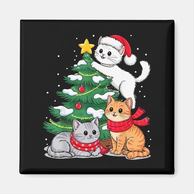 Aimant Christmas Tree Cats Xmas  (Devant)
