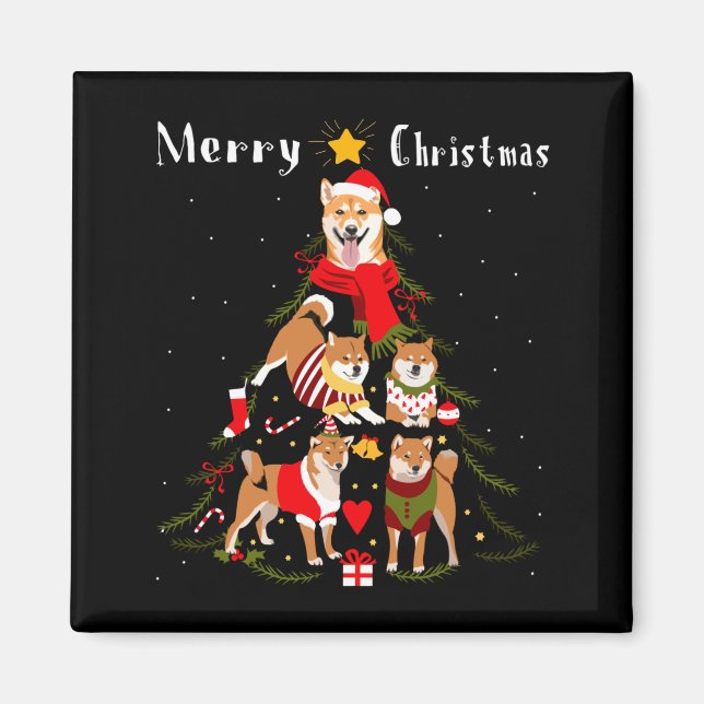 Aimant Christmas Tree Shiba Inu Lover Xmas Dog Owner New  (Devant)