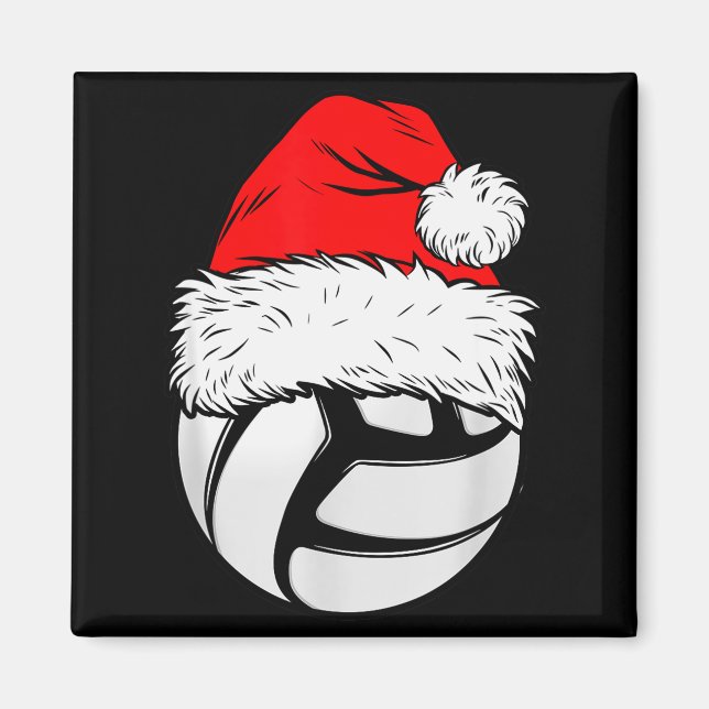 Aimant Christmas Volleyball Ball Santa Hat Xmas Matching  (Devant)