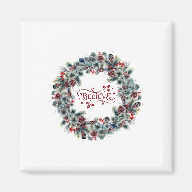 Aimant Christmas Wreath CROIRE Typographie (Devant)