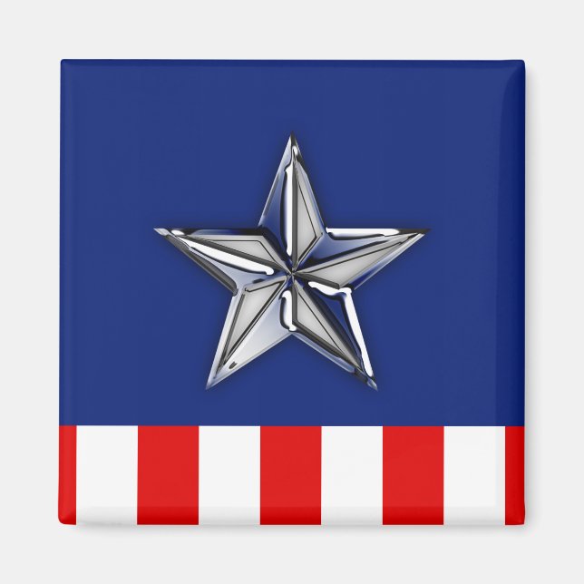 Aimant Chrome Comme étoile sur Festive Patriotic couleurs (Devant)