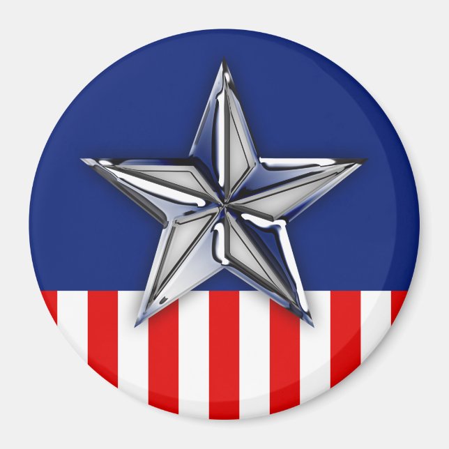 Aimant Chrome Comme Silver Star Festive Couleurs patrioti (Devant)