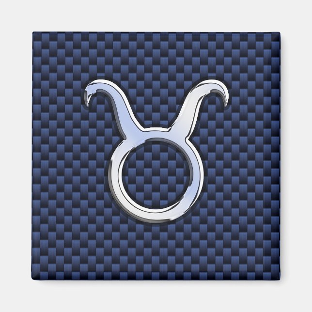 Aimant Chrome Comme Taurus Zodiac Signe Bleu Carbone Impr (Devant)