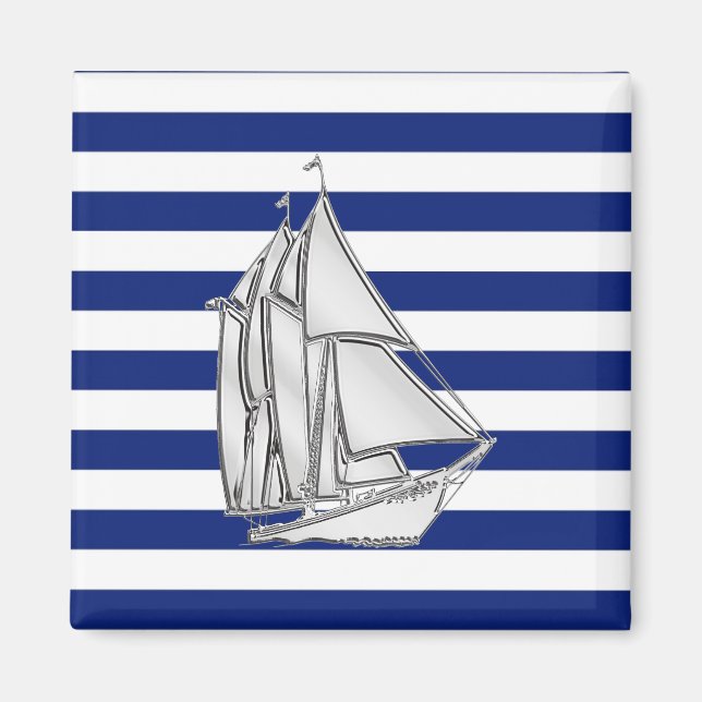 Aimant Chrome Sailboat sur les rayures nautiques (Devant)