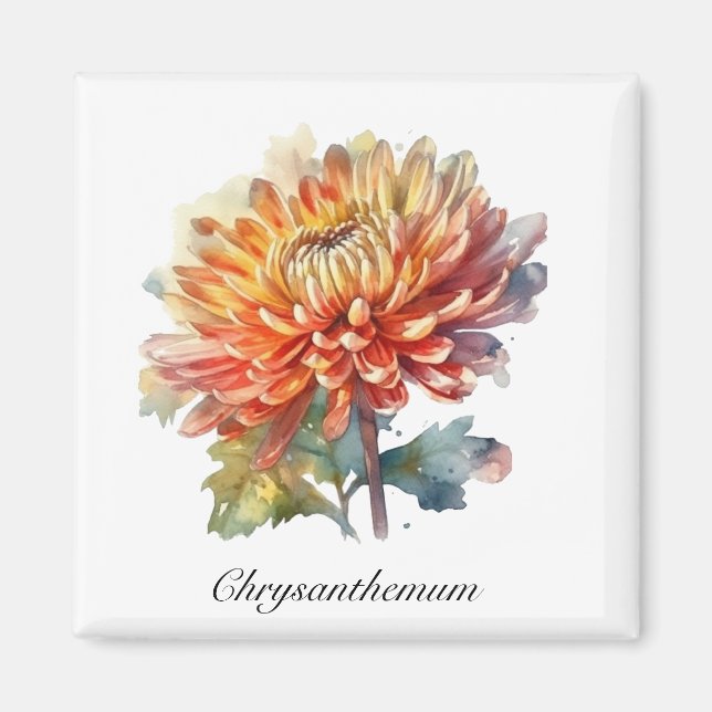 Aimant Chrysanthème de la récolte d'or, sur mesure (Devant)