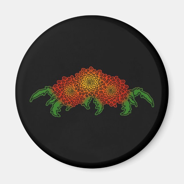 Aimant Chrysanthèmes Motif (Devant)