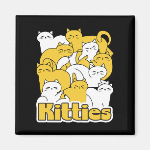 Aimant Chubby Kitties Design - Cat Art adorable