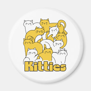 Aimant Chubby Kitties Design - Cat Art adorable