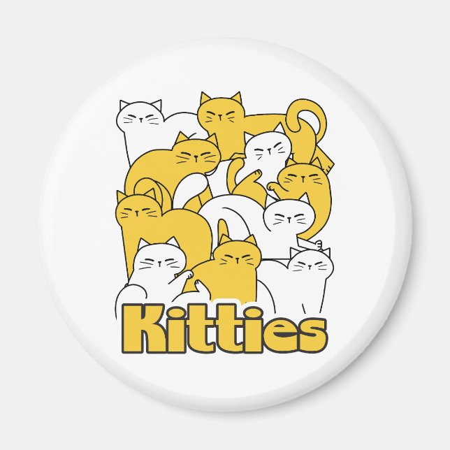 Aimant Chubby Kitties Design - Cat Art adorable (Devant)