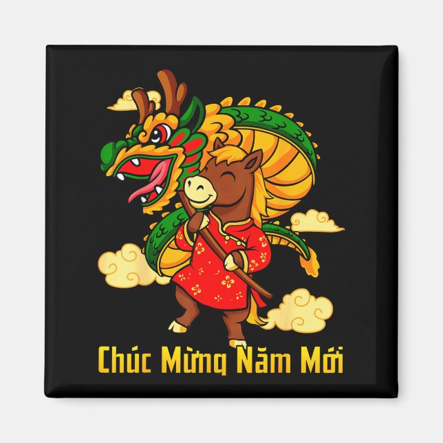 Aimant Chuc Mung Nam Moi 2026 Année du Cheval Dragon Da (Devant)