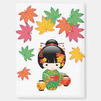 Chute Kokeshi Poupée verte Kimono Geisha Girl