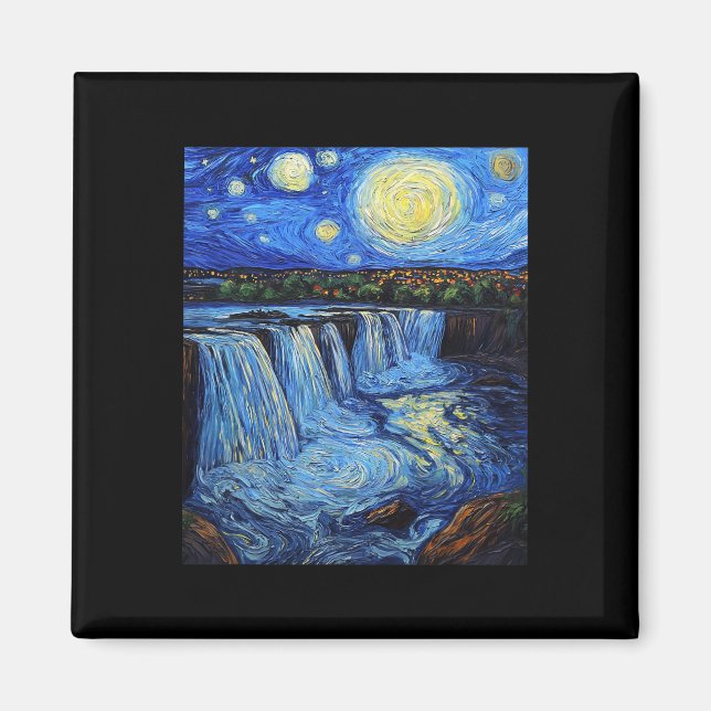 Aimant Chutes du Niagara - Style Van Gogh - Nuit étoilée  (Devant)