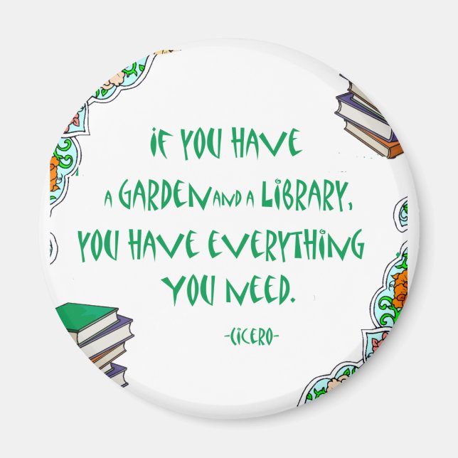 Aimant Cicéron - Si vous avez un jardin et une bibliothèq (Devant)