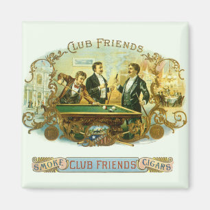 Aimant Cigar vintage Étiquette Art, Club Friends Billard