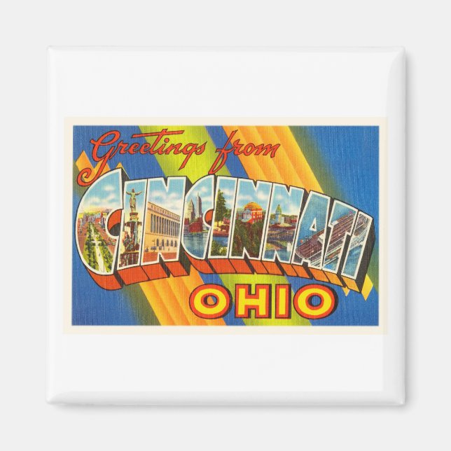 Aimant Cincinnati Ohio OH Vieux souvenir Vintage voyage (Devant)