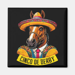 Aimant Cinco De Derby Mayo Course de Chevaux Fiesta Homme