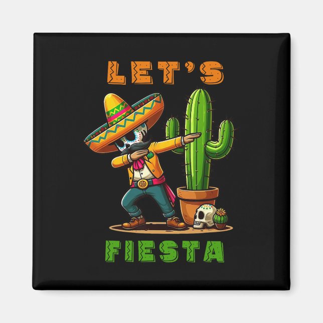 Aimant Cinco De Mayo Cactus Mexicain Poncho Sombrero Casq (Devant)