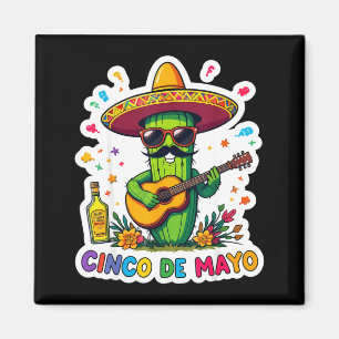Aimant Cinco de mayo drôle de cactus mexicain lunettes de