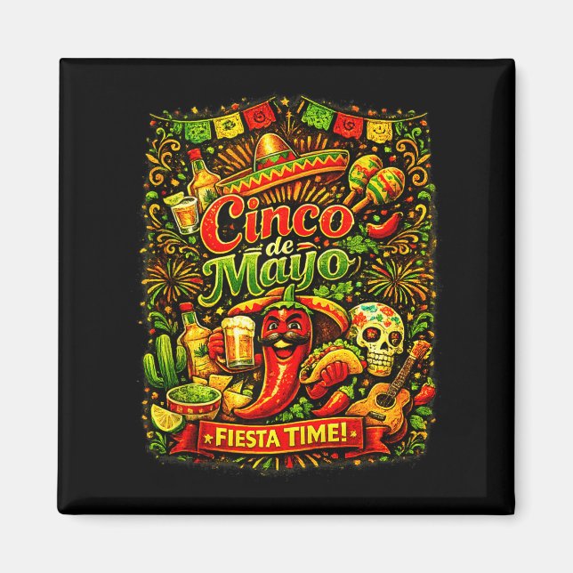 Aimant Cinco de mayo, faisons la fête, fête mexicaine Cin (Devant)