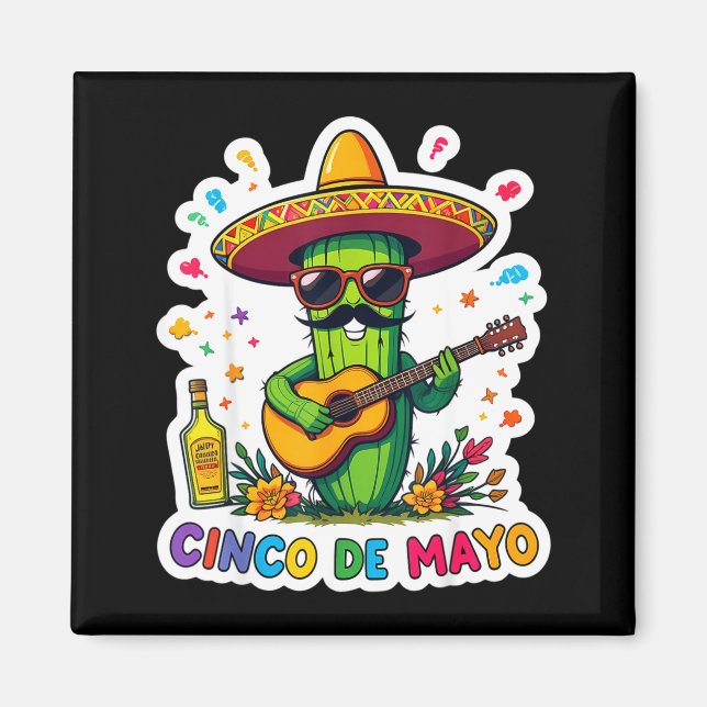 Aimant Cinco de mayo funny mexican cactus sunglassesCinco (Devant)