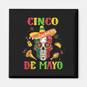 Aimant Cinco De Mayo Mexicain Crâne de Sucre Fiesta Équip