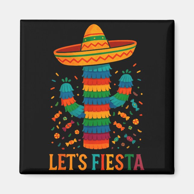 Aimant Cinco de mayo mexican cactus party funny letsCinco (Devant)