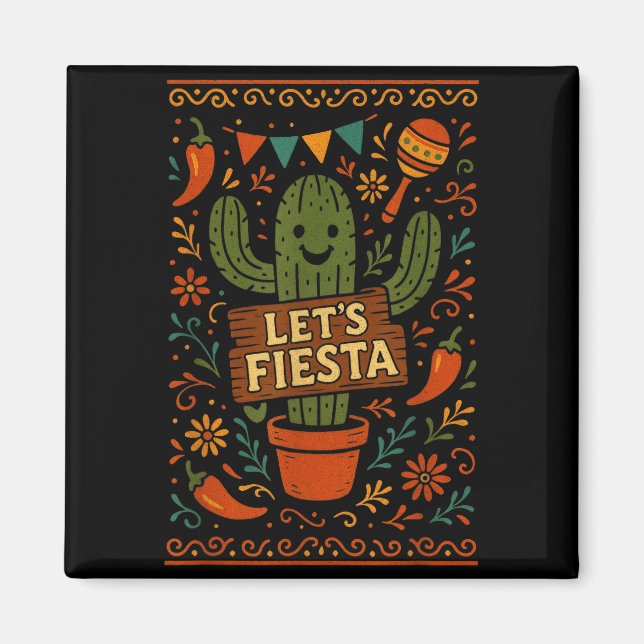 Aimant Cinco de mayo mexican cactus party funny letsCinco (Devant)