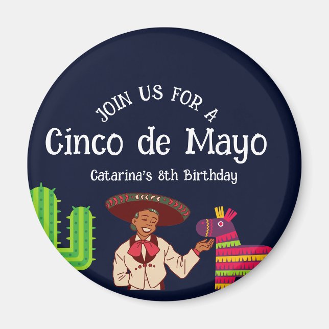 Aimant Cinco de Mayo soirée mexicaine d'anniversaire (Devant)